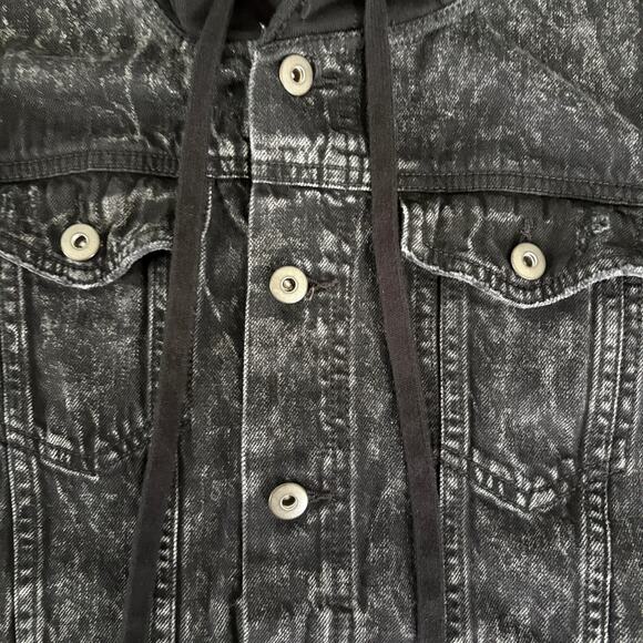 Stranger Things Hellfire Club Upcycled Denim Stud Spike Hoodie Jacket Rock M - Picture 4 of 7